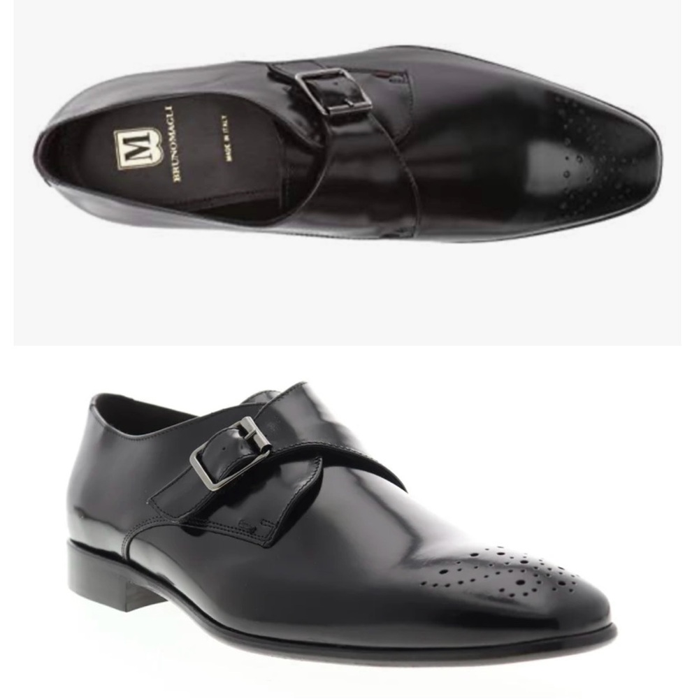 Bruno Magli Coleman Monk Strap Black Leather Oxford Shoes size 12 M